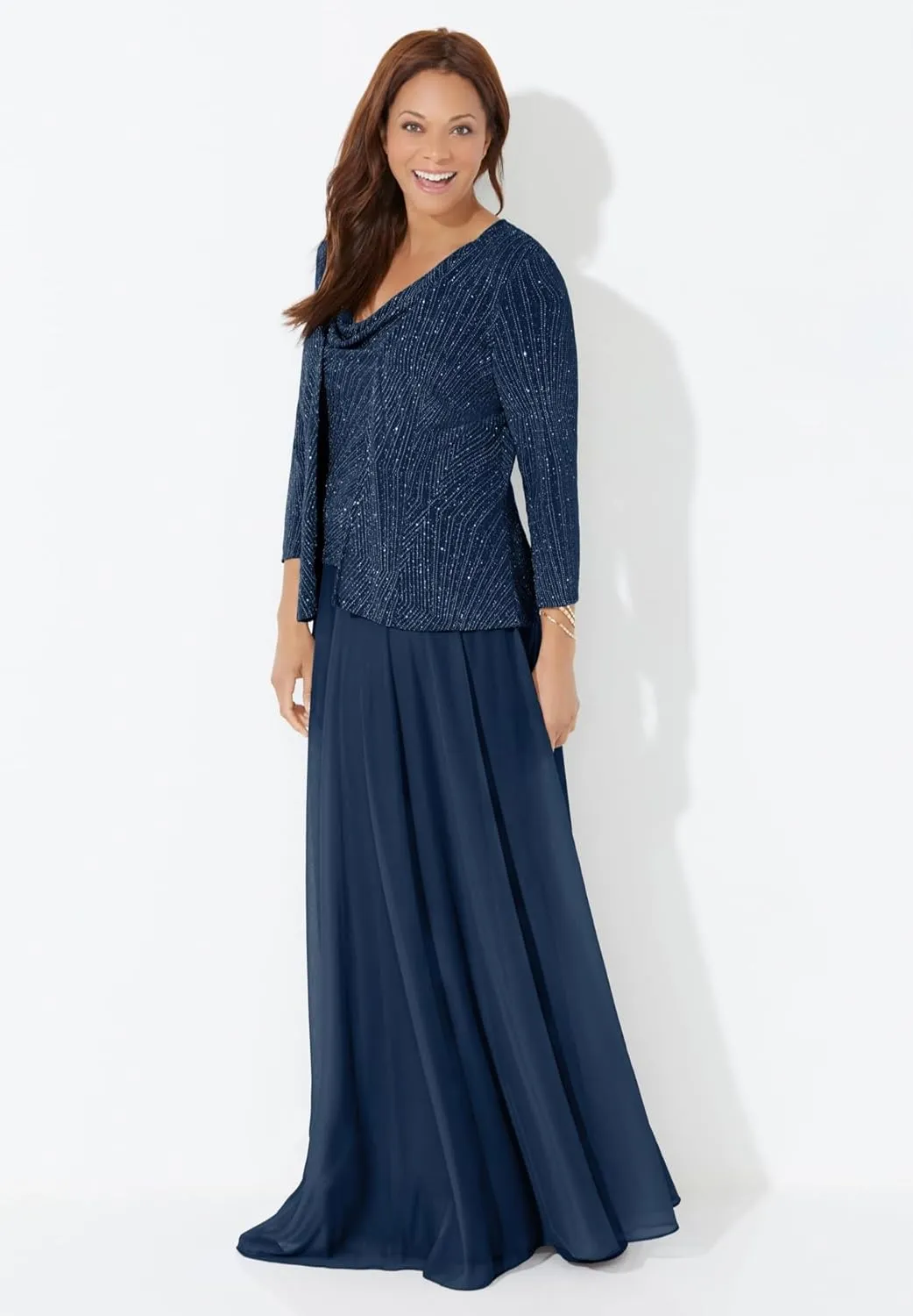 Catherines Women's Plus Size Glimmer Jacket Dress