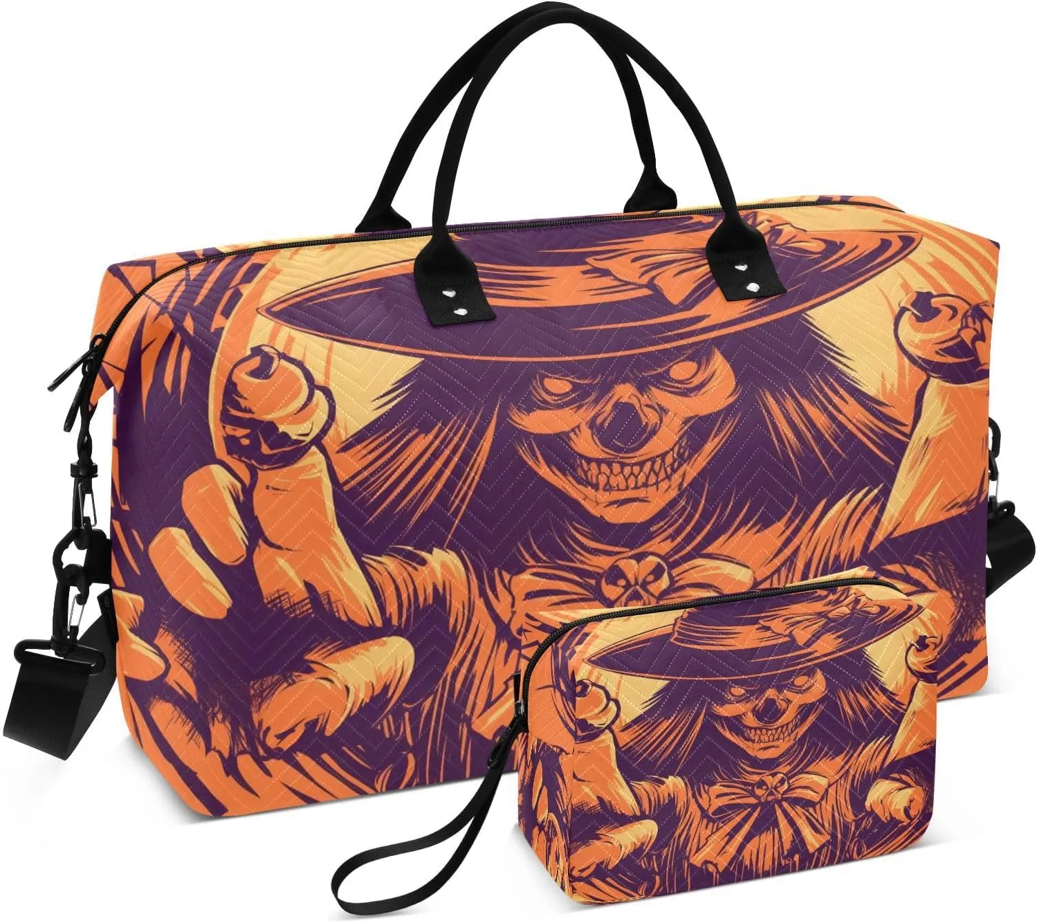 CEBUGI Angry Witch Quilted Duffle Bag for Women Large Carry On Travel Weekend Bag Hospital Bags for Labor and Delivery