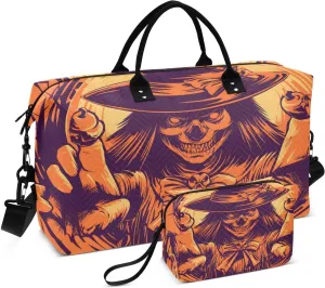 CEBUGI Angry Witch Quilted Duffle Bag for Women Large Carry On Travel Weekend Bag Hospital Bags for Labor and Delivery