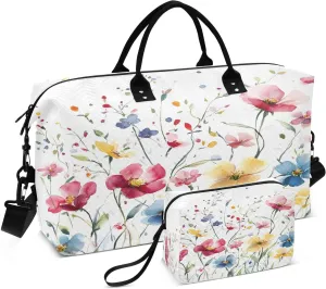 CEBUGI Wildflowers Quilted Duffle Bag for Women Large Carry On Travel Weekend Bag Hospital Bags for Labor and Delivery