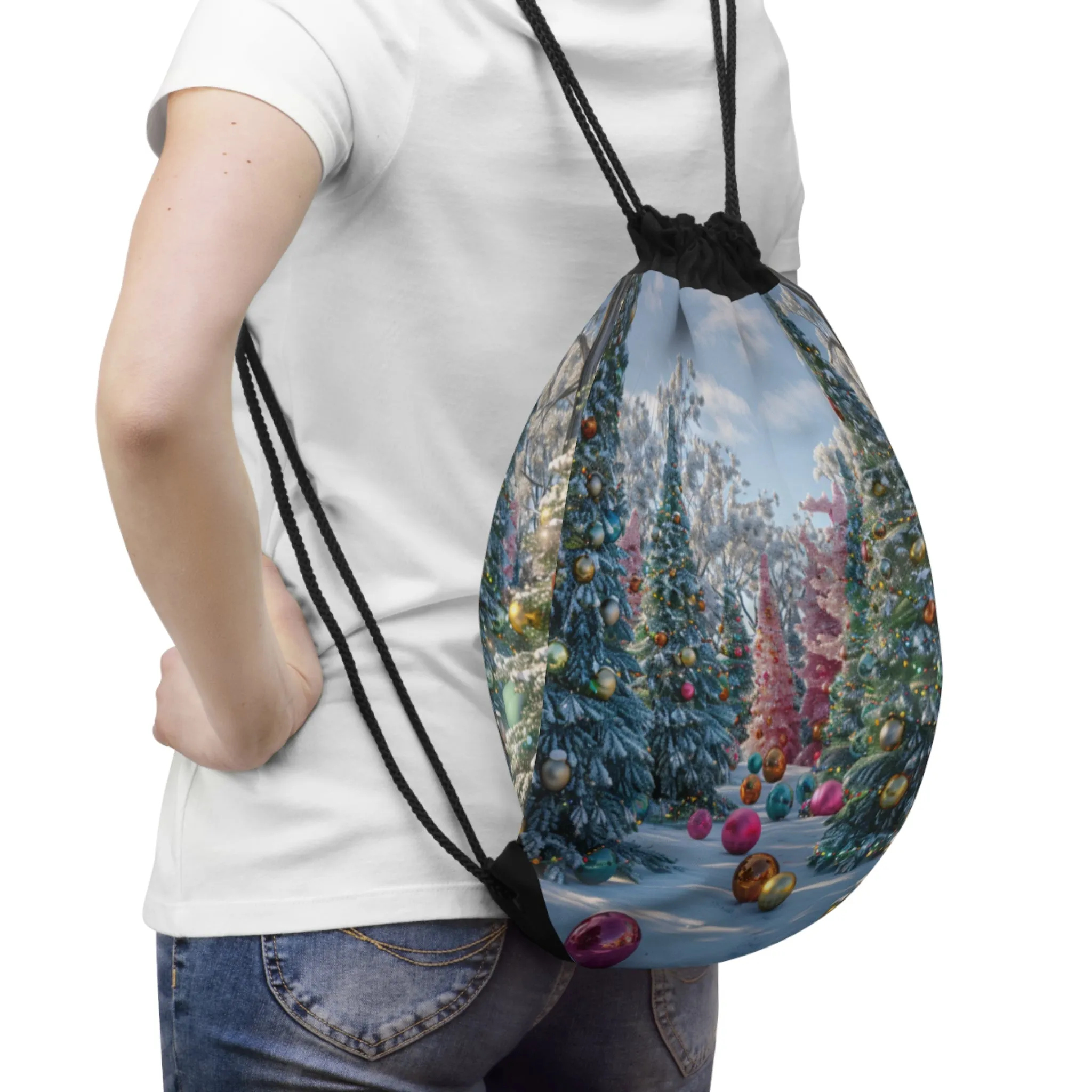 Christmas Trees 2a Drawstring Bag
