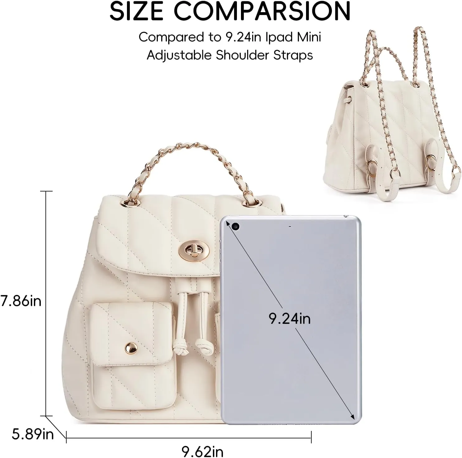 CLUCI Small Backpack Purse for Women,Mini Vegan Leather Tabby Backpack for Woman Quilted Bookbag Crossbody Bag