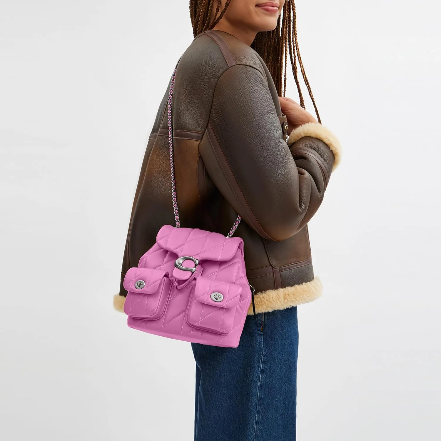 Coach Women's Quilted Tabby Backpack, Lh/Fuschia, One Size