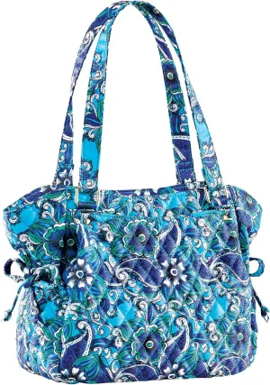 Collections Etc Women's Quilted Floral Print Zippered Handbag Blue Multi M