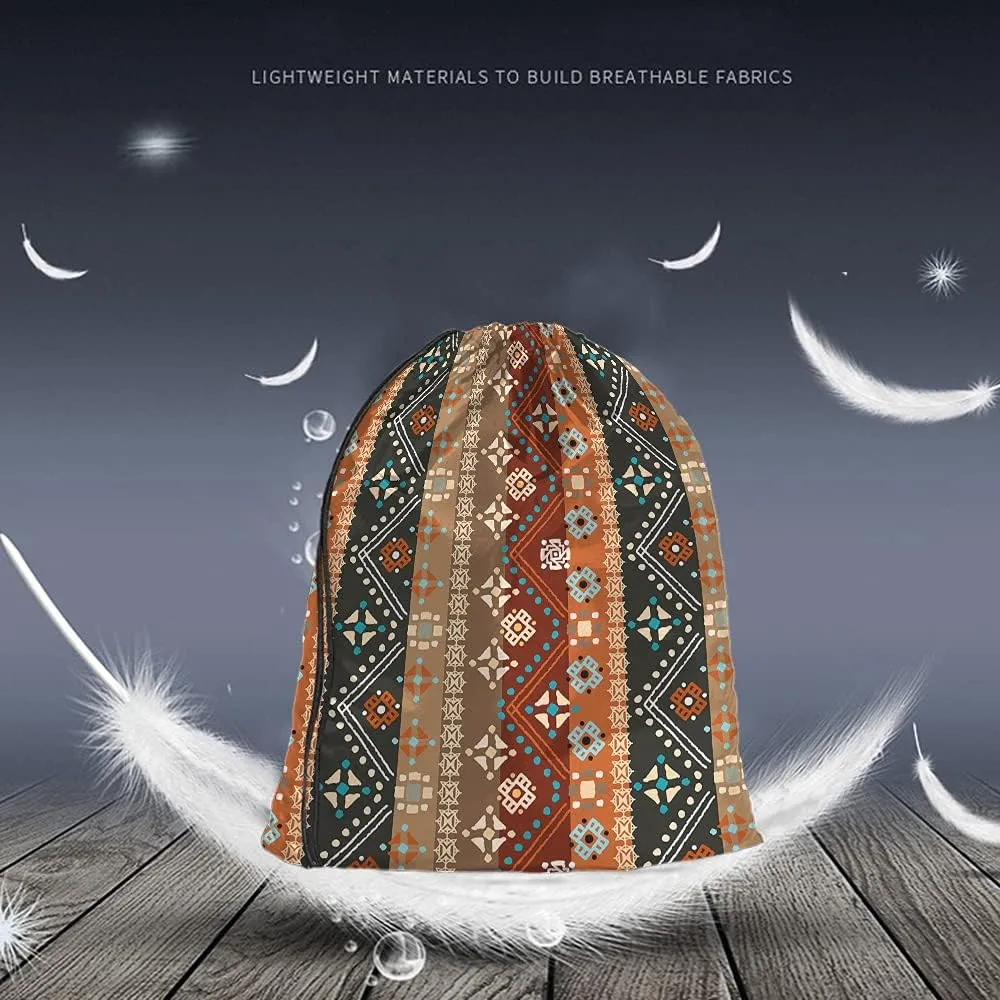 Colorful Boho Floral Drawstring Backpack Bohemians Tribal Art Batik Seamless Pattern Sport Gym Sack String Yoga Bag for Men Women
