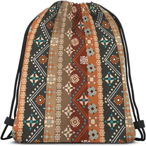 Colorful Boho Floral Drawstring Backpack Bohemians Tribal Art Batik Seamless Pattern Sport Gym Sack String Yoga Bag for Men Women