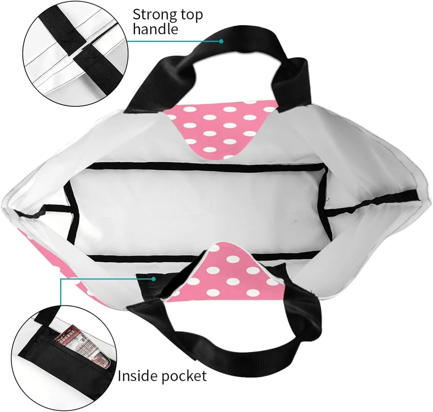 Colorful Polka Dots Cute Tote Bag Beach Bag Large Capacity Grocery Bag Reusable Shopping bags for Women