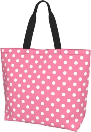 Colorful Polka Dots Cute Tote Bag Beach Bag Large Capacity Grocery Bag Reusable Shopping bags for Women