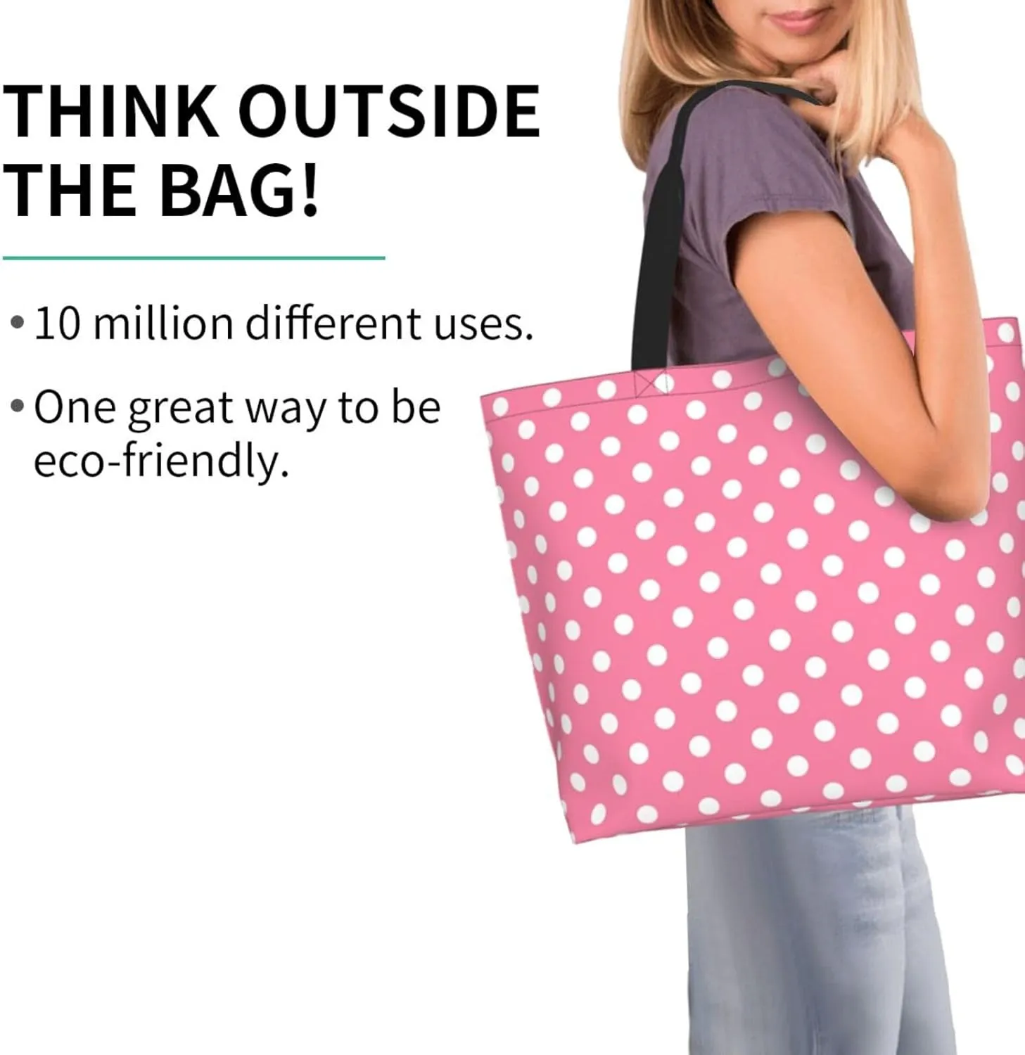 Colorful Polka Dots Cute Tote Bag Beach Bag Large Capacity Grocery Bag Reusable Shopping bags for Women