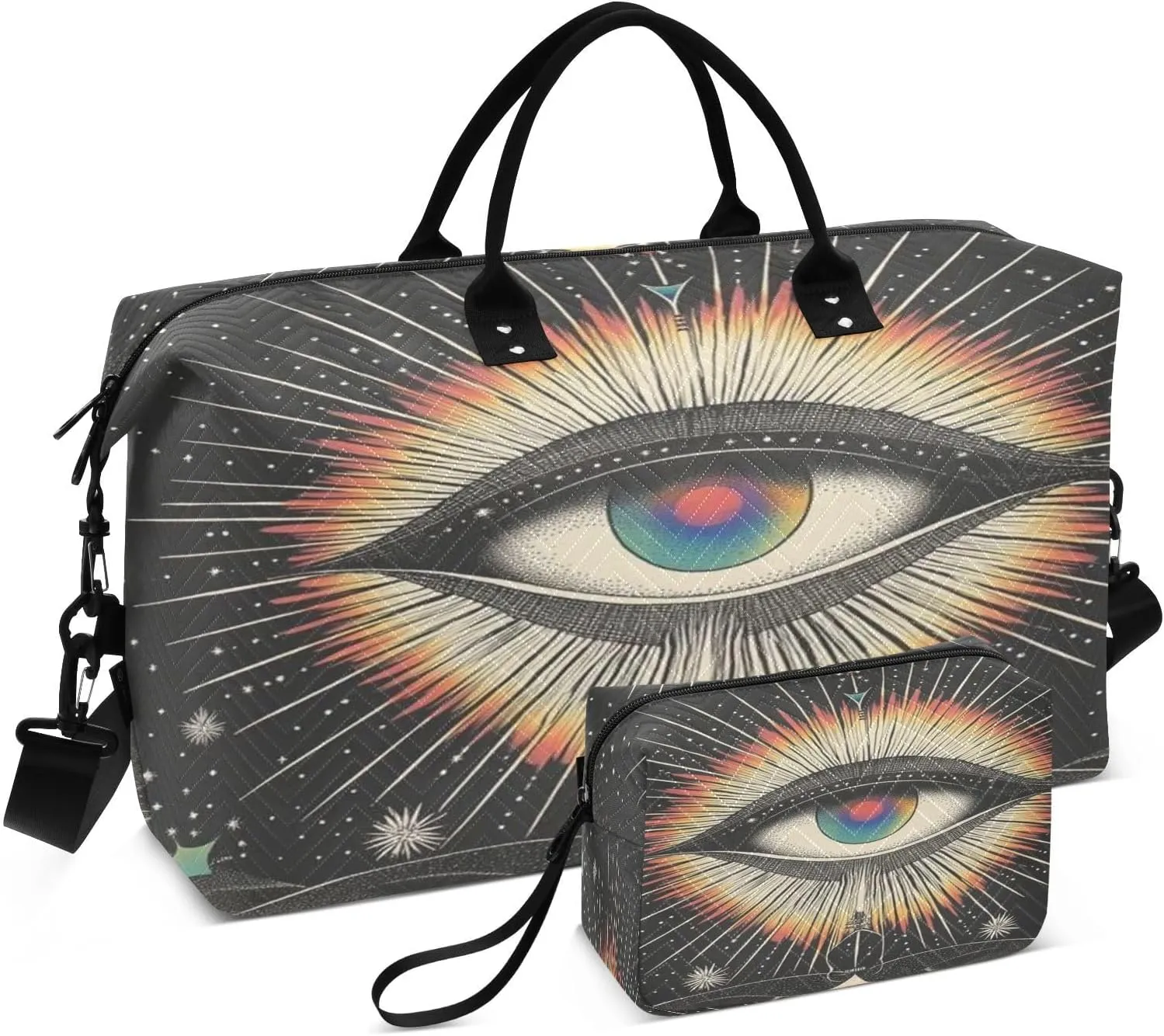 Cosmic Eye Sports Gym Bag for Women Men Travel Duffel Bag Weekend Overnight Carry on Bag with Toiletry Bag for Plane Hospital Workout Swimming Yoga