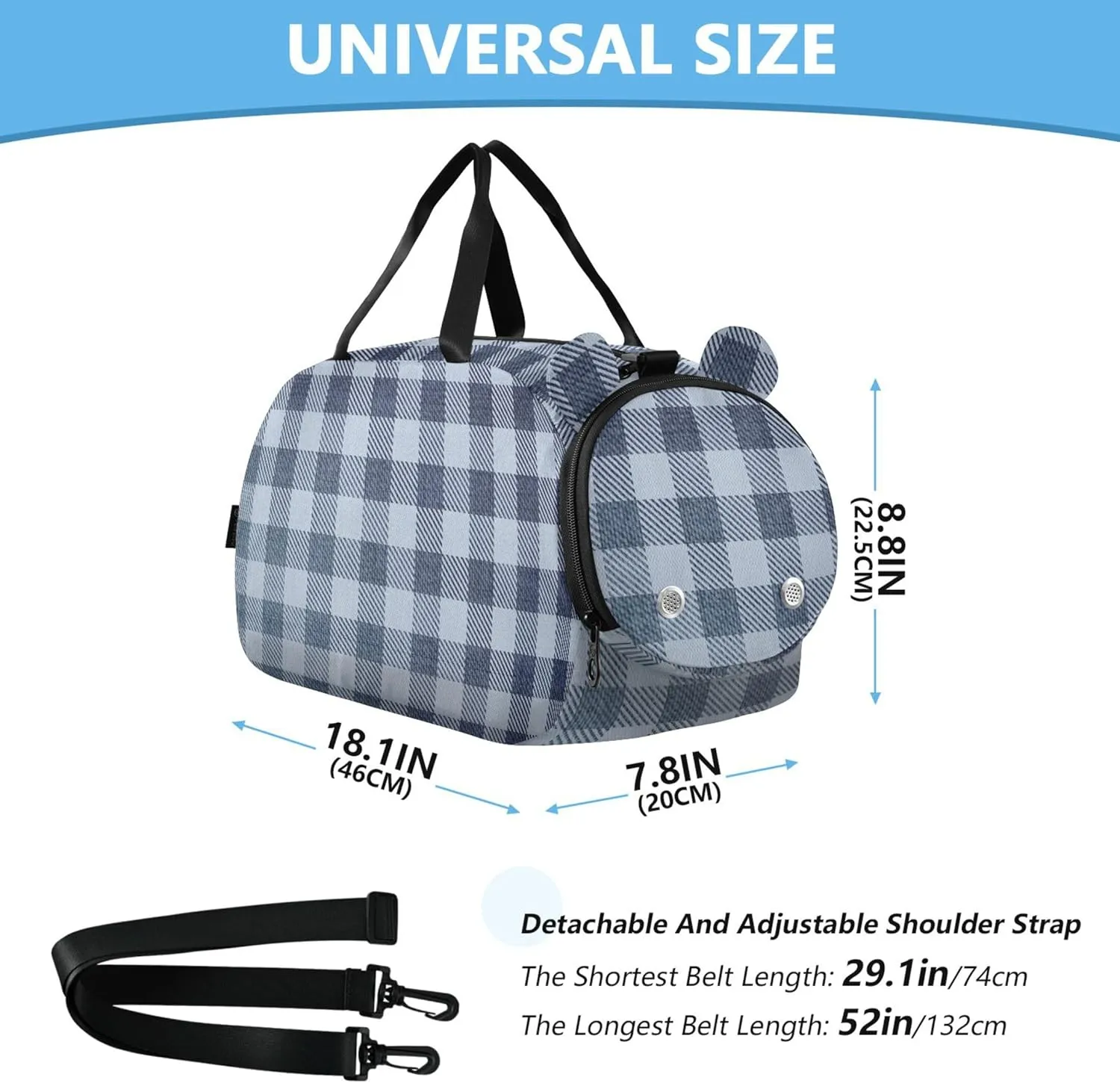Cowboy Plaid Duffel Bag with Shoes Compartment Large Capacity Weekender Overnight Duffel Bag for Beach Swim Bags Pool Sports