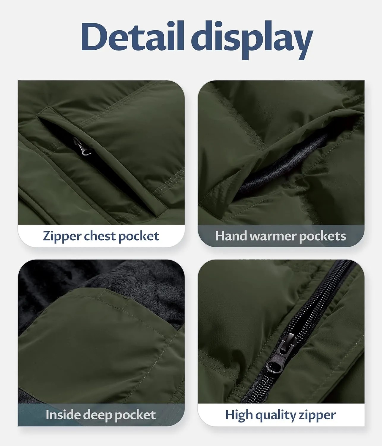 CREATMO US Men's Puffer Jacket Waterproof Winter Parka jacket Warm Thicken Ski Coat