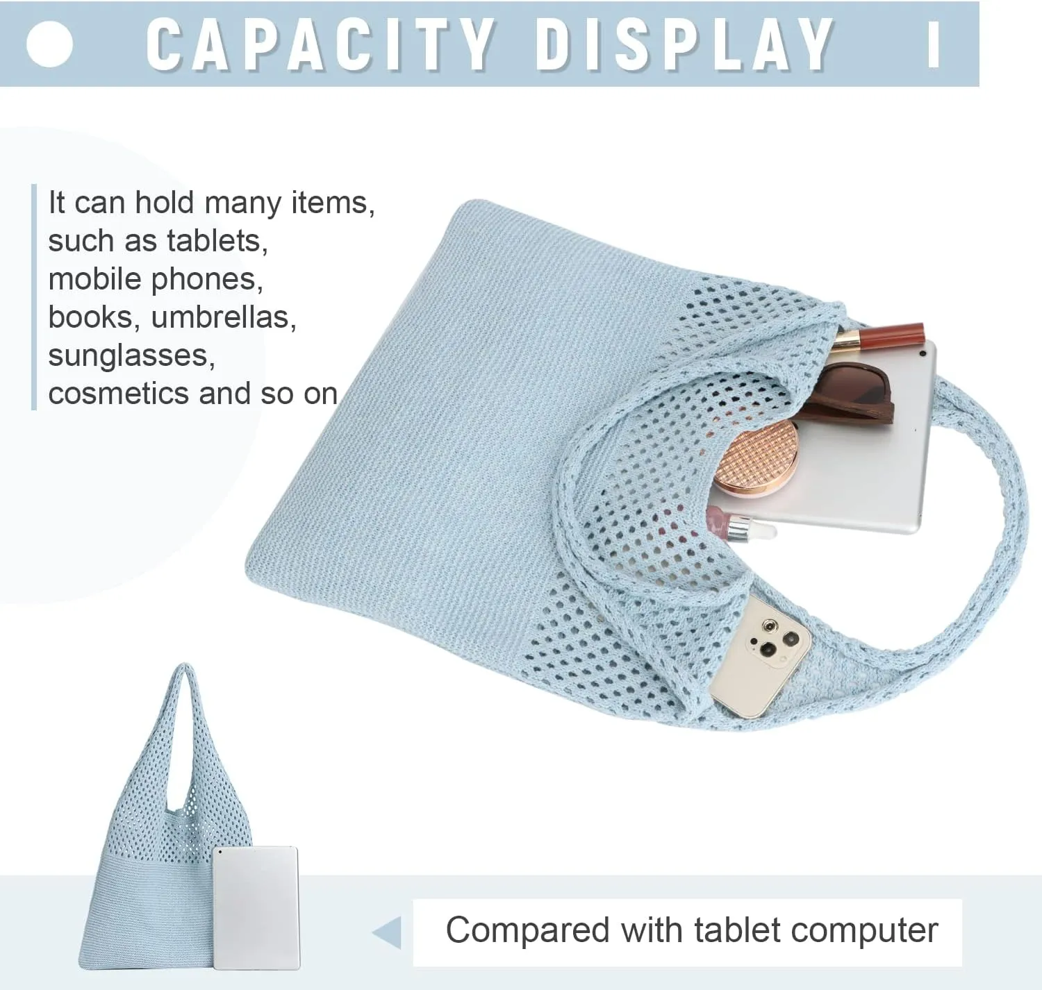 Crochet Mesh Tote Bag Retro Summer Hobo Bag for Women Flower Knitted Shoulder Bags Casual Beach Purse
