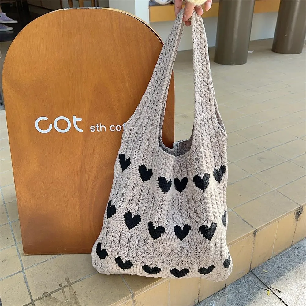 Crochet Tote Bag Women's Summer Aesthetic Mesh Beach Bags Knitting Handbags Cute