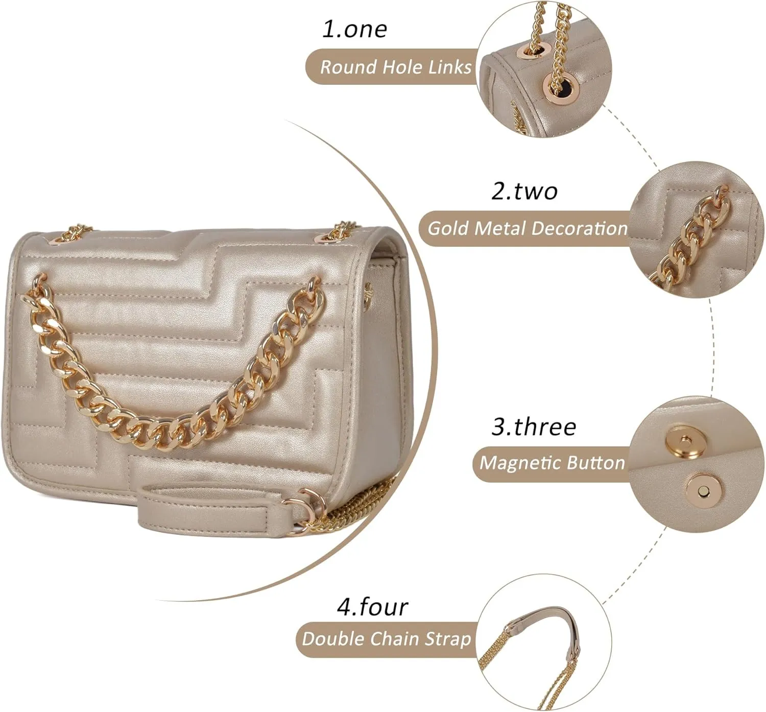 Crossbody Bags for Women,Vegan Leather Purses for Women,Small Shoulder Handbags with Chain Strap