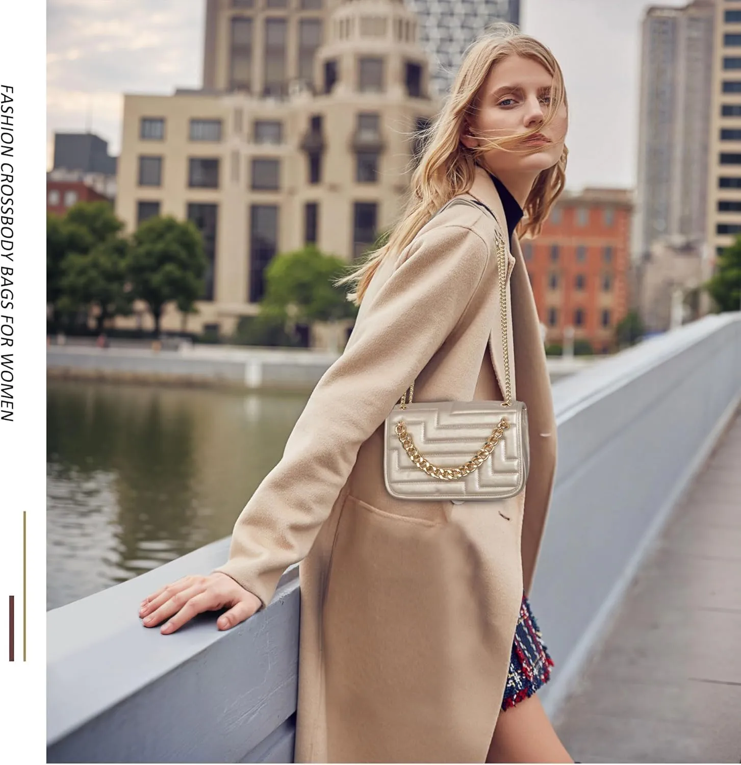 Crossbody Bags for Women,Vegan Leather Purses for Women,Small Shoulder Handbags with Chain Strap
