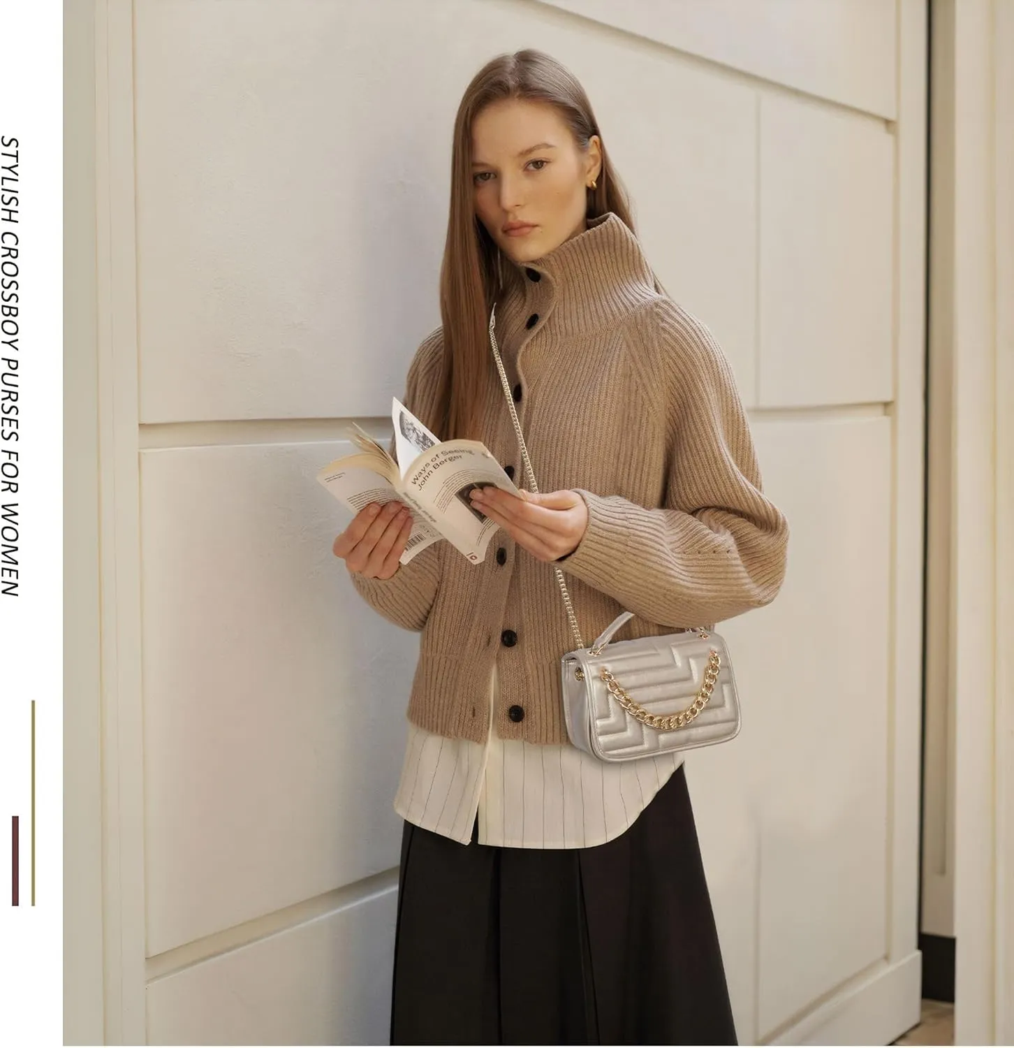 Crossbody Bags for Women,Vegan Leather Purses for Women,Small Shoulder Handbags with Chain Strap