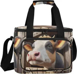 Curious Cow Barn Brown Lunch Cooler Bag, Travel Cooler, Womens Lunch Bag