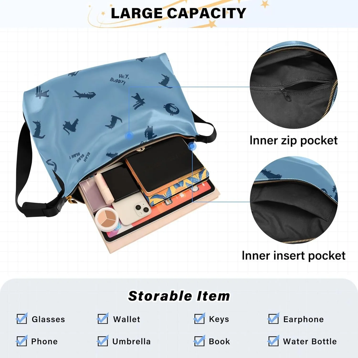 Cute Brown Sloth Beige Leather Hobo Handbags Women Large Purse Crossbody Art Animal Print Womens Fall Purses