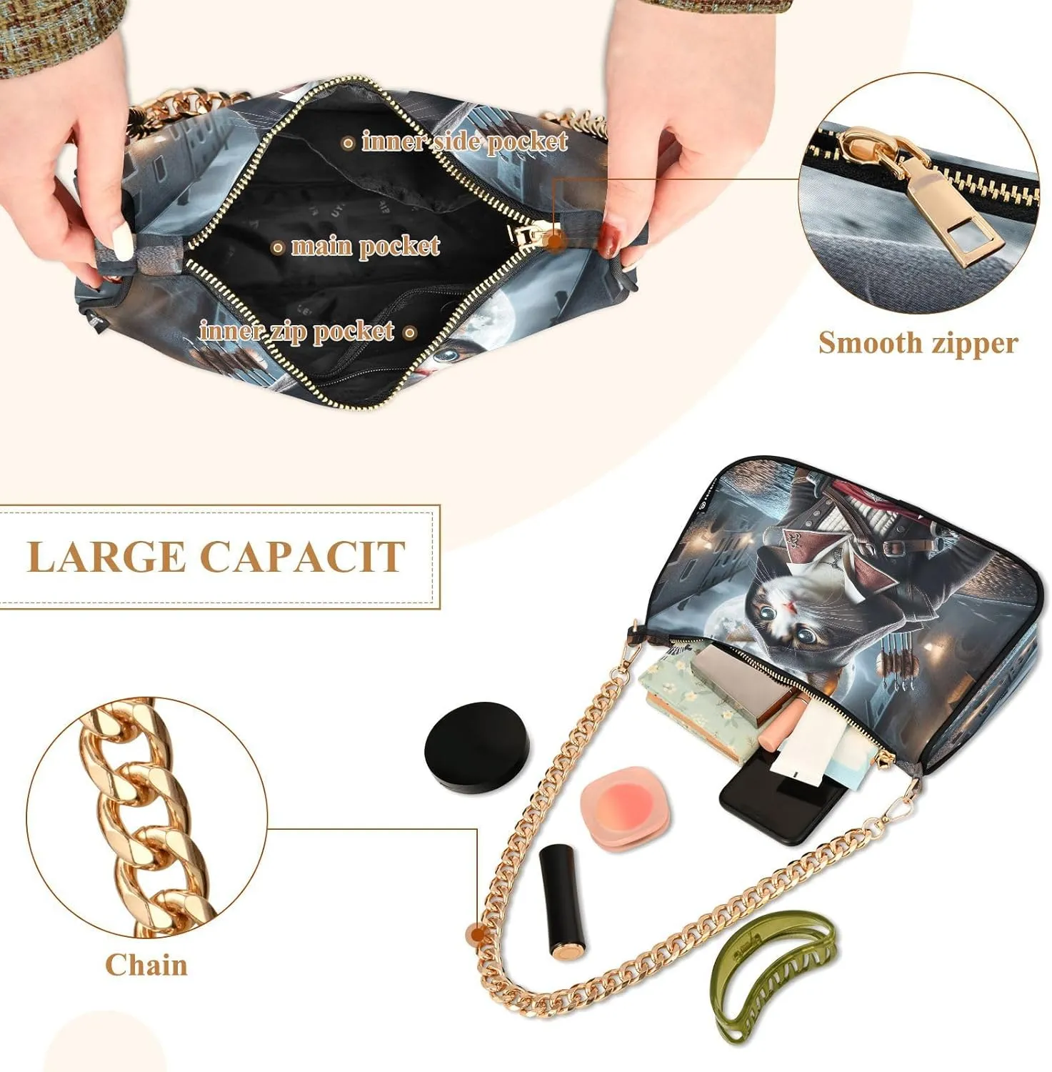 Cute Cartoon Frog Big Eyes Purse with Zipper, Trendy Bags for Women