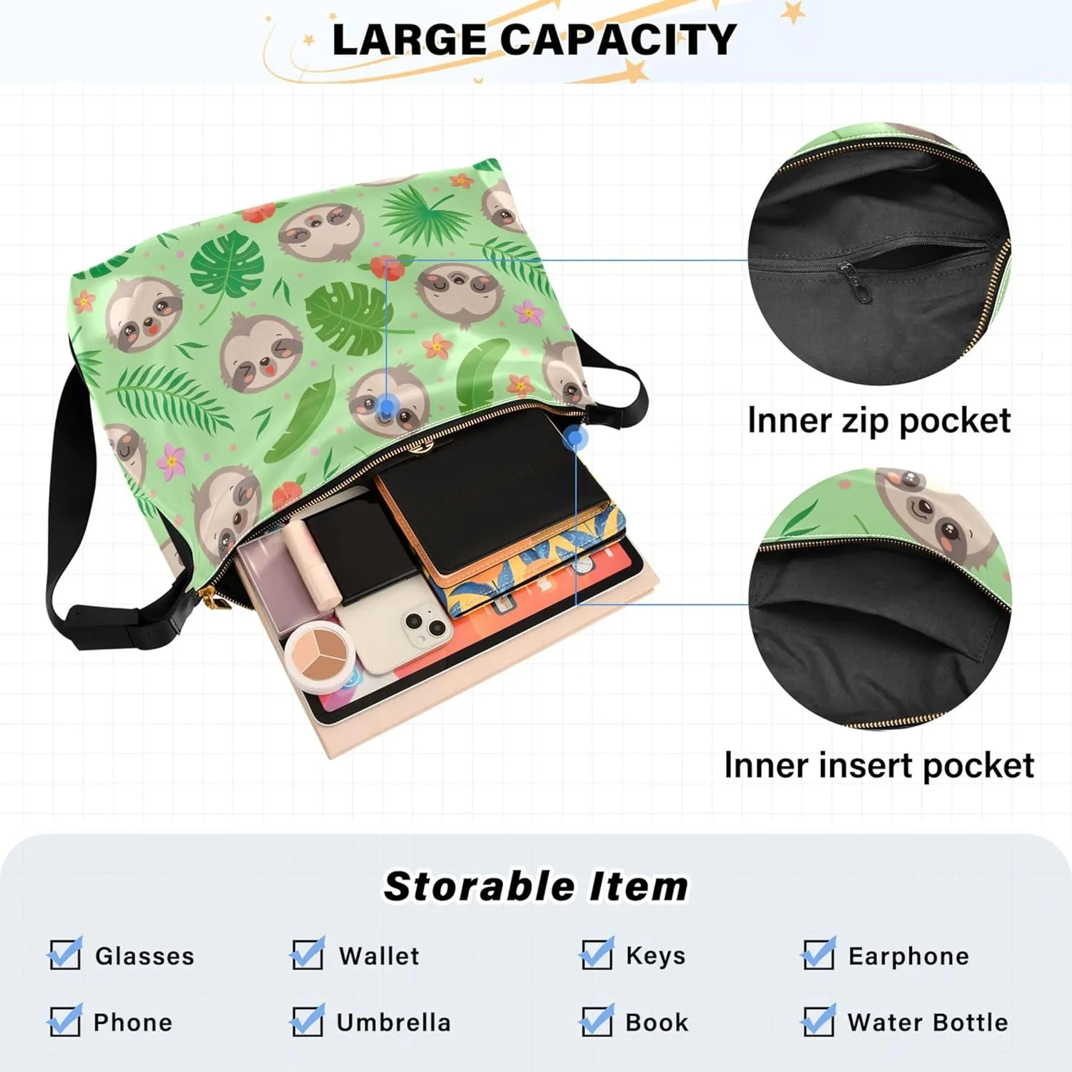 Cute Frog Heads Green White Leather Hobo Purses for Women Large Crossbody Bag Animal Print Crossbody Hobo Handbag