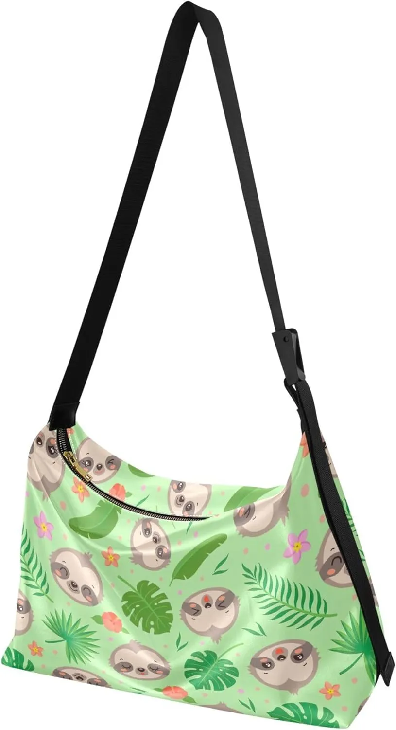Cute Frog Heads Green White Leather Hobo Purses for Women Large Crossbody Bag Animal Print Crossbody Hobo Handbag