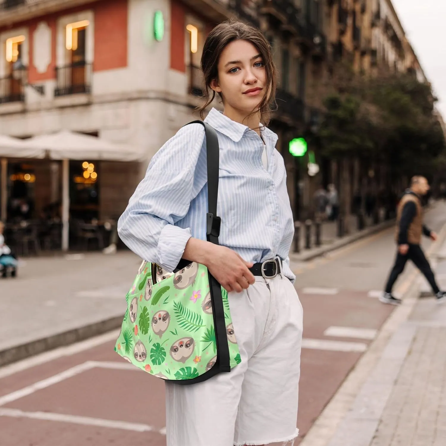 Cute Frog Heads Green White Leather Hobo Purses for Women Large Crossbody Bag Animal Print Crossbody Hobo Handbag