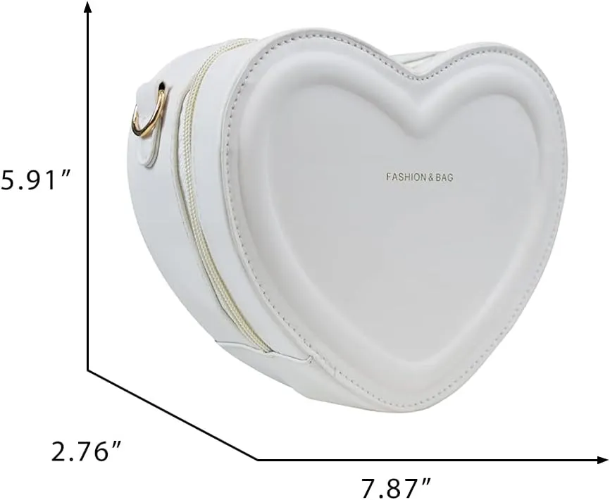 Cute Heart Bag Heart Crossbody Shoulder Bag, PU Leather Shoulder Purses for Women