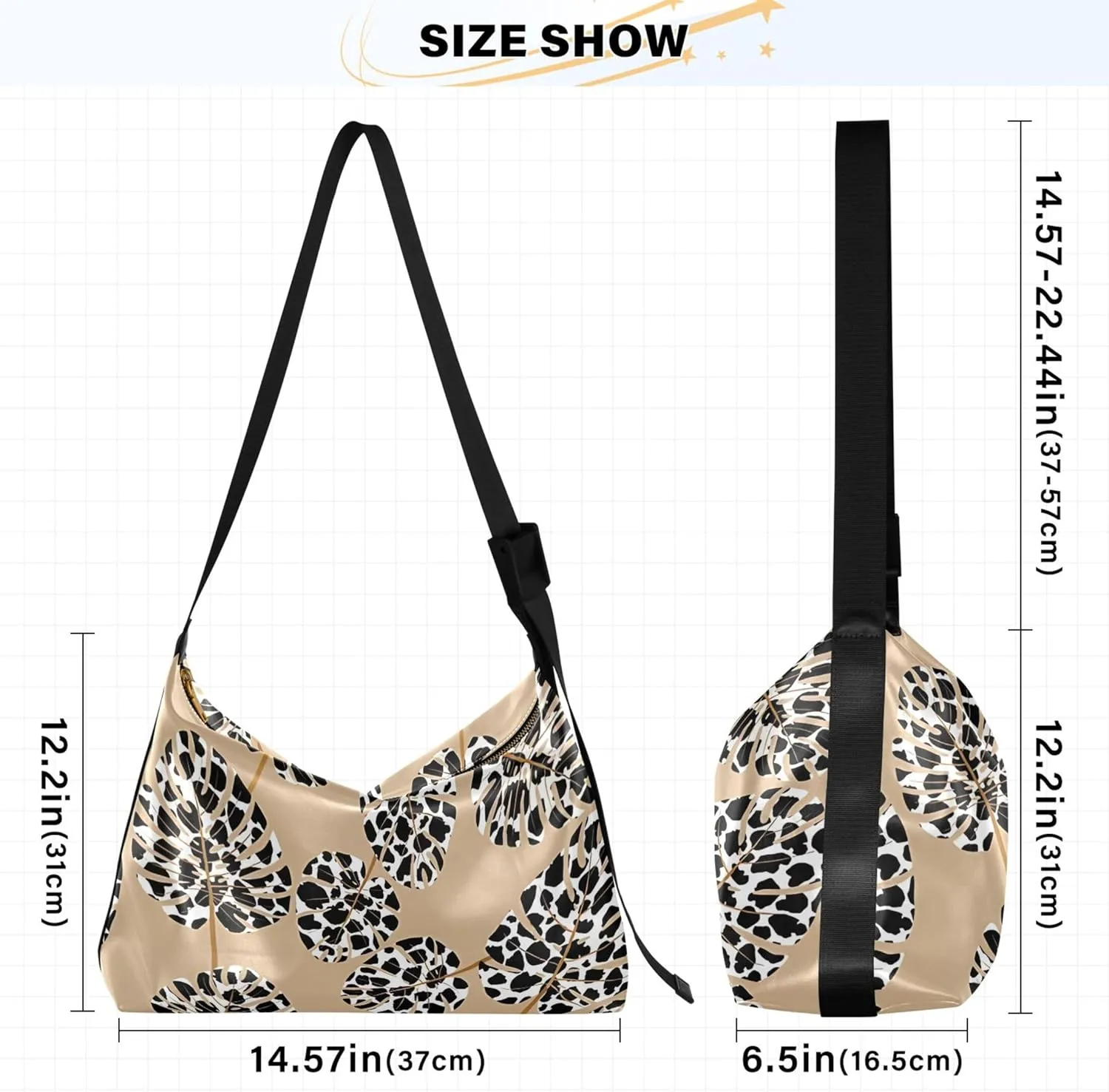 Dinosaurs Tropical Green Leaf Soft PU Leather Hobo Bags Women's Large Purse Design Leaf Print Women Hobo Purse