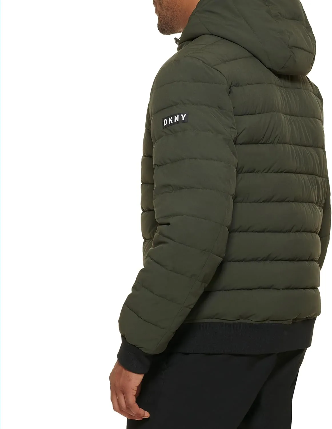 DKNY Men's Quilted Performance Hooded Bomber Jacket