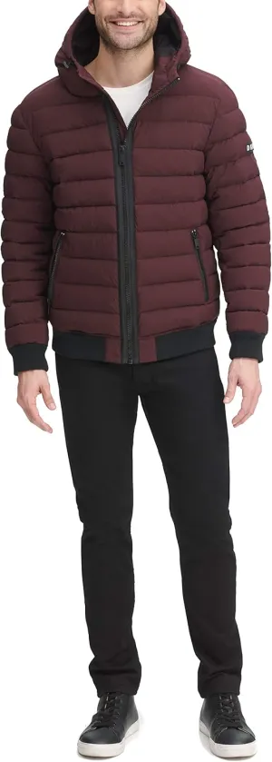 DKNY Men's Quilted Performance Hooded Bomber Jacket
