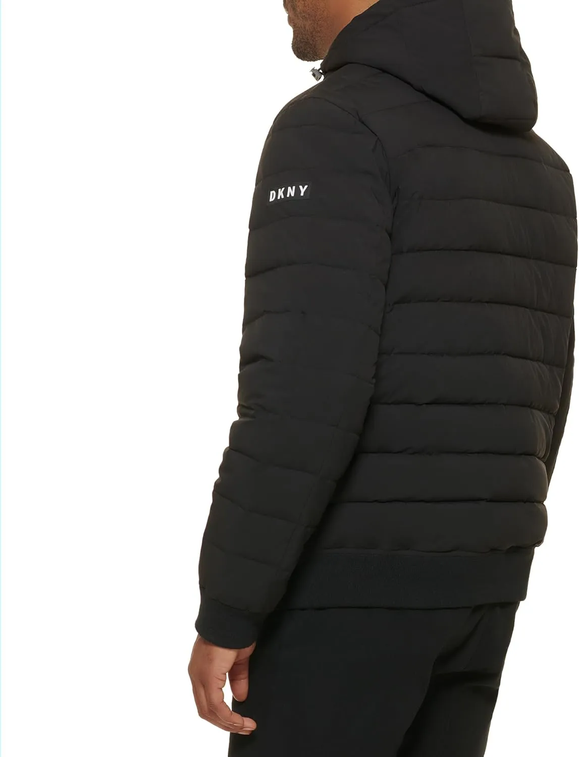 DKNY Men's Quilted Performance Hooded Bomber Jacket