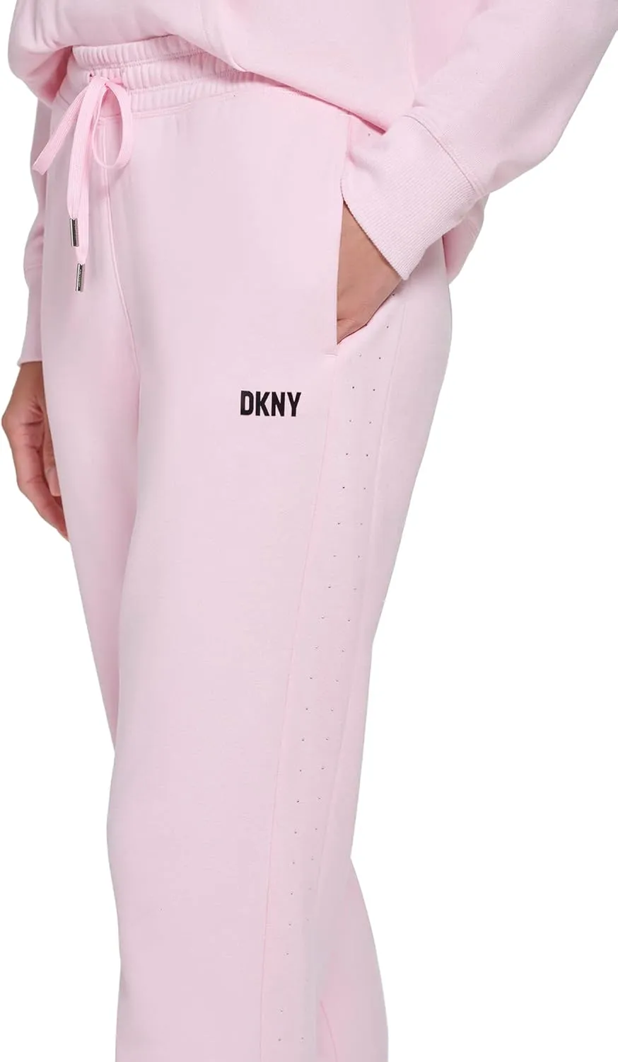 DKNY Women's Sport Metallic Stripe Logo Fleece Sweatpant