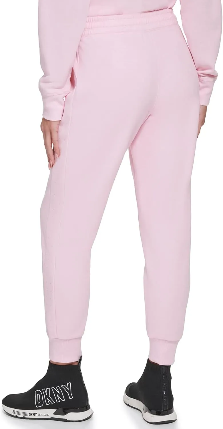 DKNY Women's Sport Metallic Stripe Logo Fleece Sweatpant