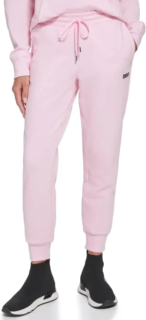 DKNY Women's Sport Metallic Stripe Logo Fleece Sweatpant