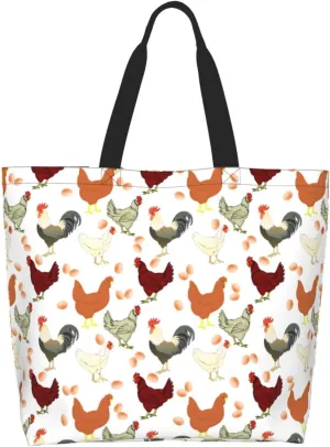 Dog Paw Tote Bag for Women Chicken Reusable Handbag Grocery Bags Skull Beach Shoulder Bag Shopping Handbags Gifts