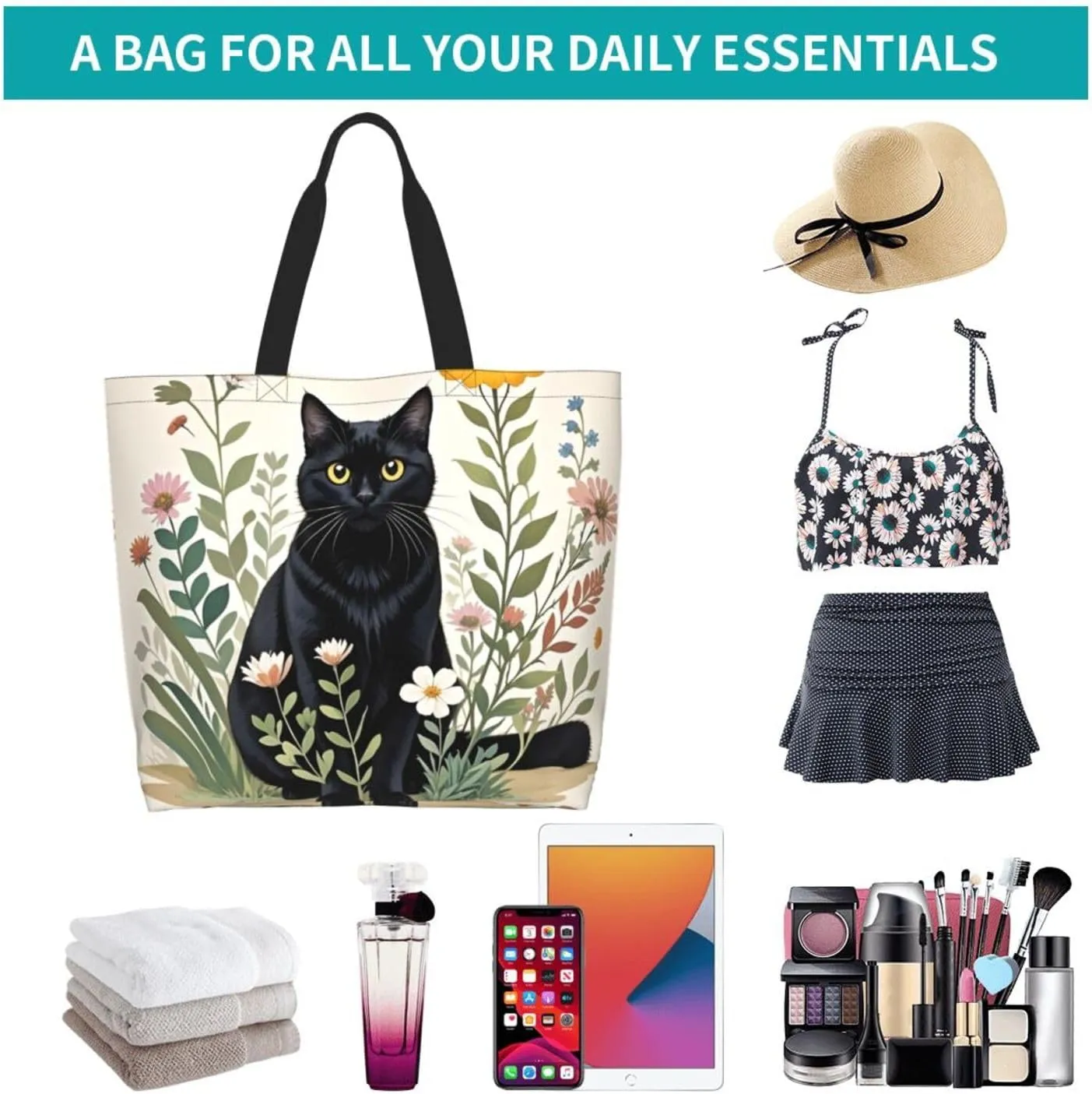 Dog Paw Tote Bag for Women Chicken Reusable Handbag Grocery Bags Skull Beach Shoulder Bag Shopping Handbags Gifts