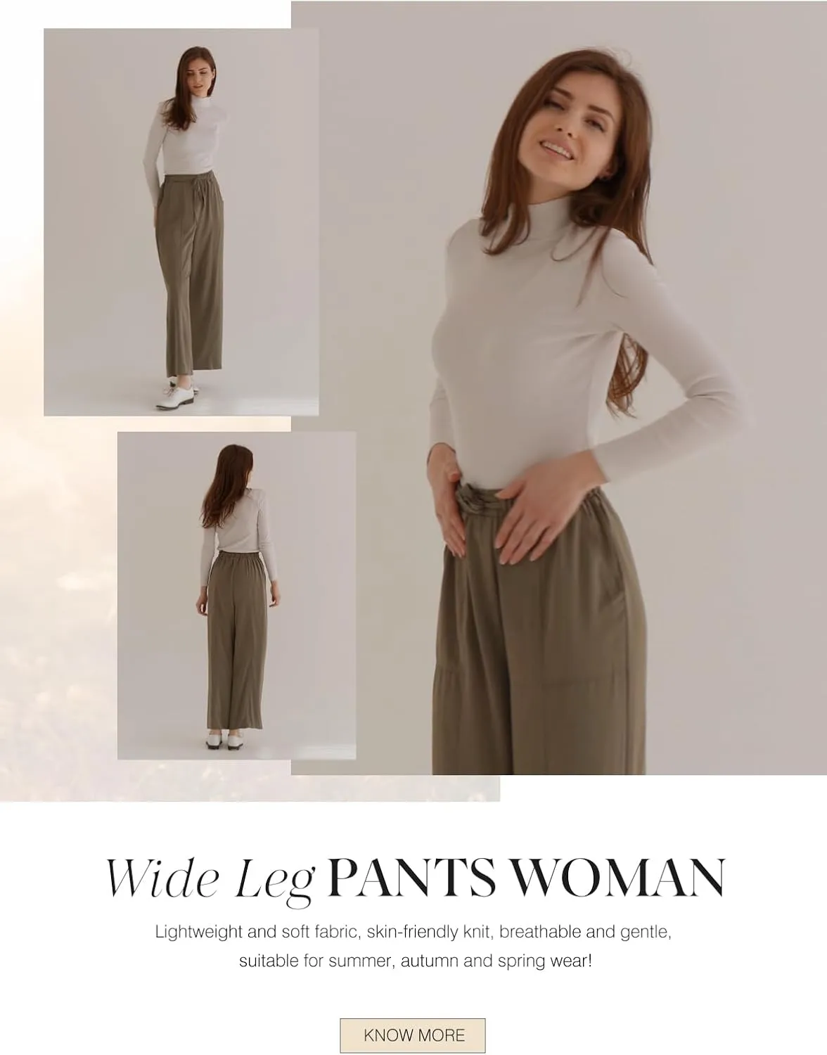 Dokotoo Women's Flowy Wide Leg Pants Casual Beach Pants High Waisted Drawstring Palazzo Trousers with Pockets