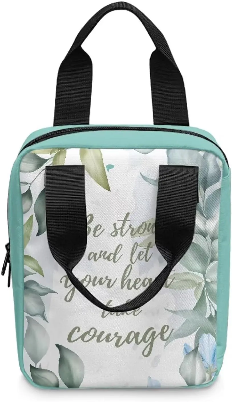 Dolyues Be Strong Bible Book Covers for Women Polyester Bible Cases with Zippered Pocket Bible Bags Women Small Handbag Church Bible Study Supplie