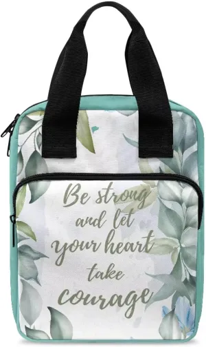 Dolyues Be Strong Bible Book Covers for Women Polyester Bible Cases with Zippered Pocket Bible Bags Women Small Handbag Church Bible Study Supplie