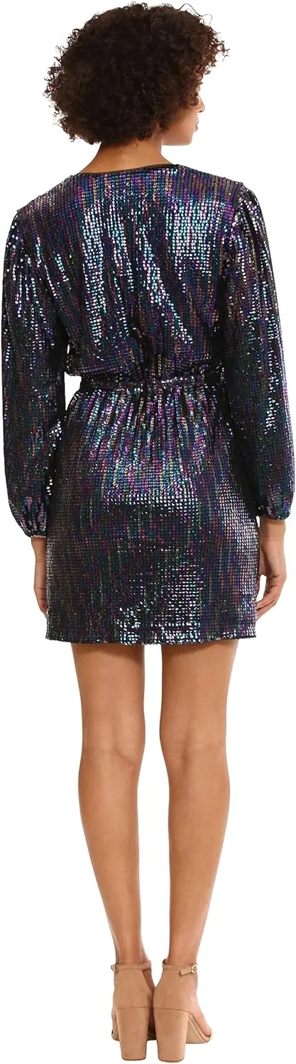 Donna Morgan Women's Holiday Sequin Foil Glitter Shimmer Metallic Dress Occasion Party Date Night Out Guest of