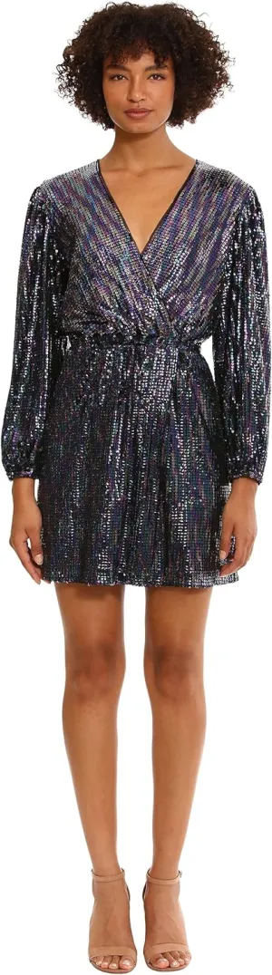 Donna Morgan Women's Holiday Sequin Foil Glitter Shimmer Metallic Dress Occasion Party Date Night Out Guest of