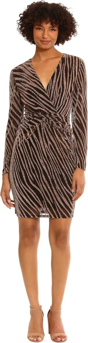Donna Morgan Women's Holiday Sequin Foil Glitter Shimmer Metallic Dress Occasion Party Date Night Out Guest of