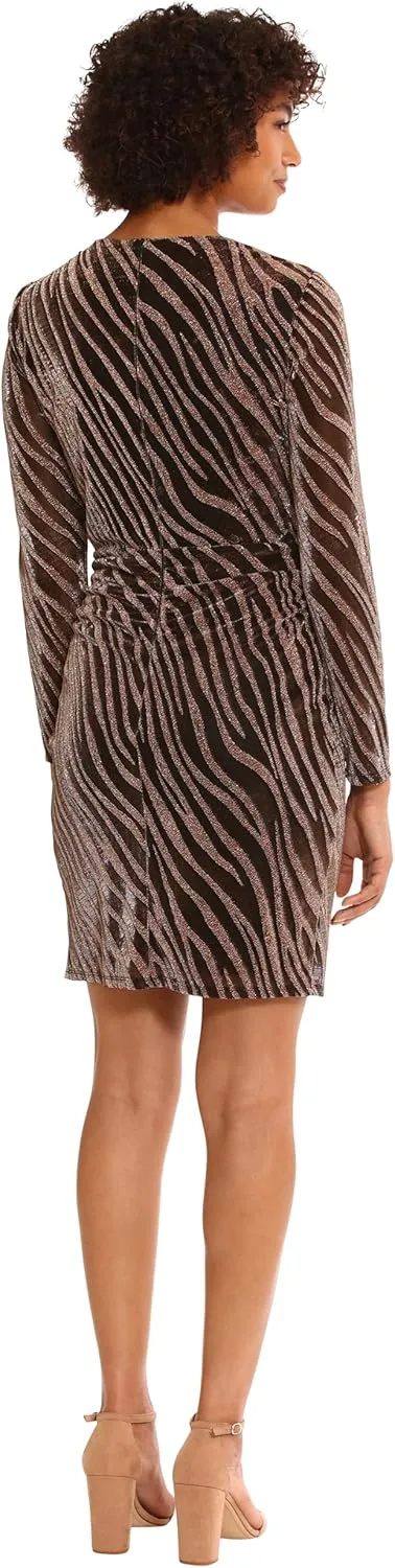 Donna Morgan Women's Holiday Sequin Foil Glitter Shimmer Metallic Dress Occasion Party Date Night Out Guest of