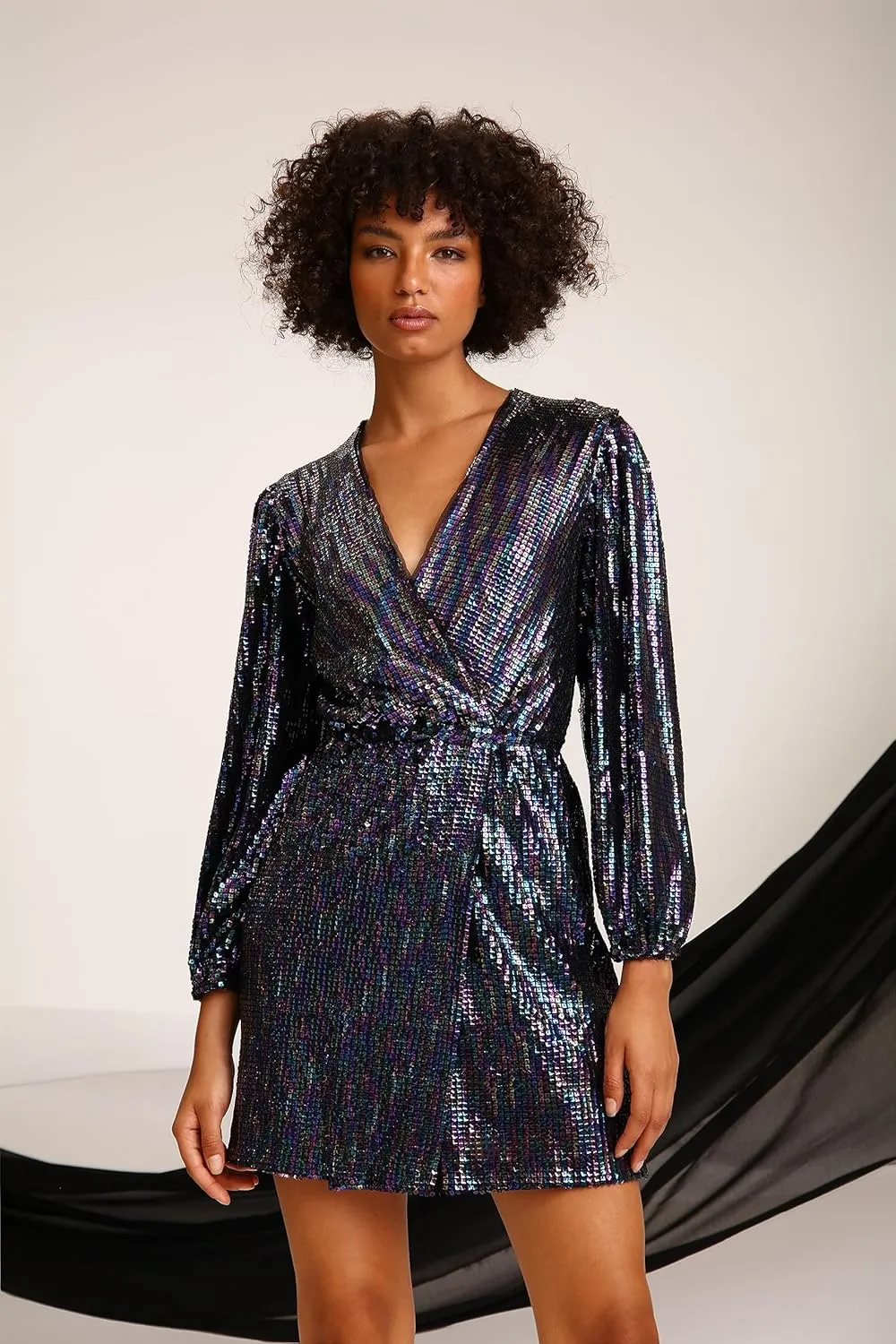 Donna Morgan Women's Holiday Sequin Foil Glitter Shimmer Metallic Dress Occasion Party Date Night Out Guest of