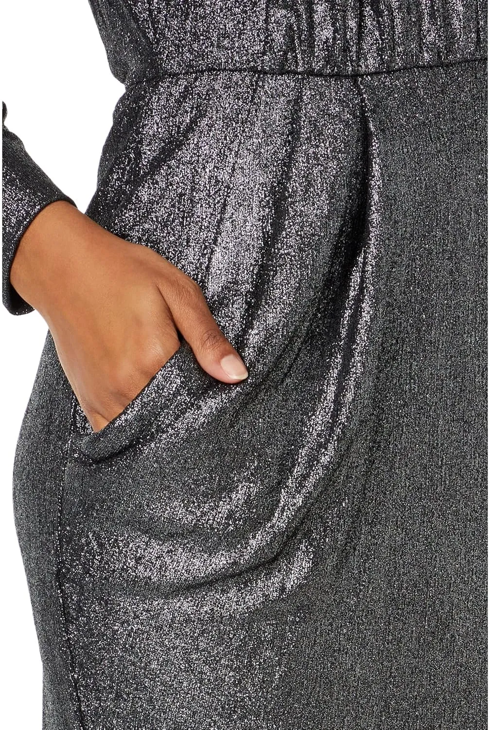 Donna Morgan Women's Stretch Lame Long Sleeve with Pockets