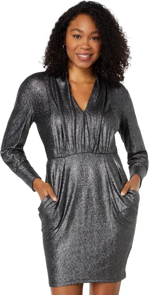 Donna Morgan Women's Stretch Lame Long Sleeve with Pockets