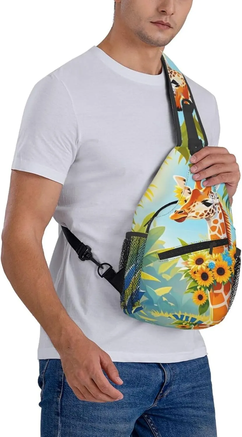 Dreamy Tiger Sunflower Crossbody Bags Cross Chest Bag Adjustable Sling Backpack for Women Men
