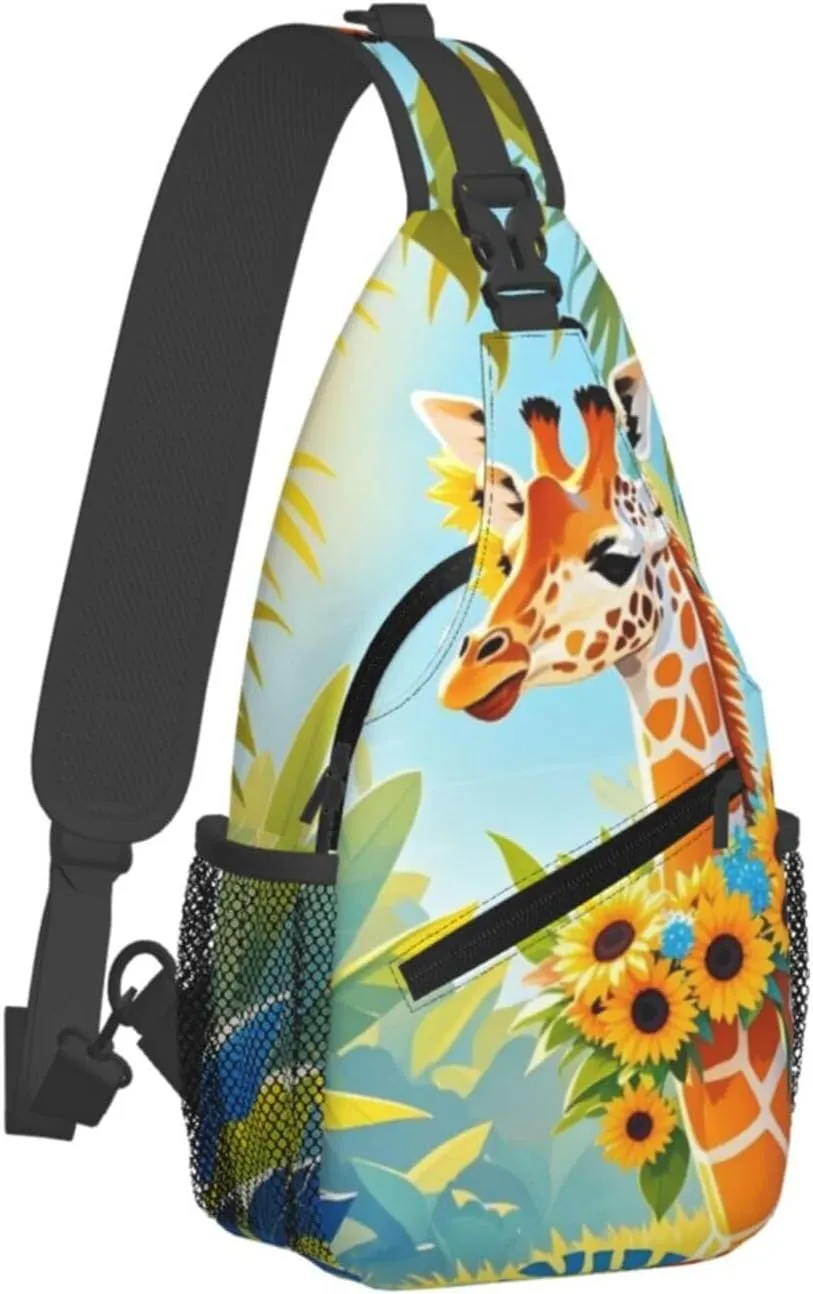 Dreamy Tiger Sunflower Crossbody Bags Cross Chest Bag Adjustable Sling Backpack for Women Men