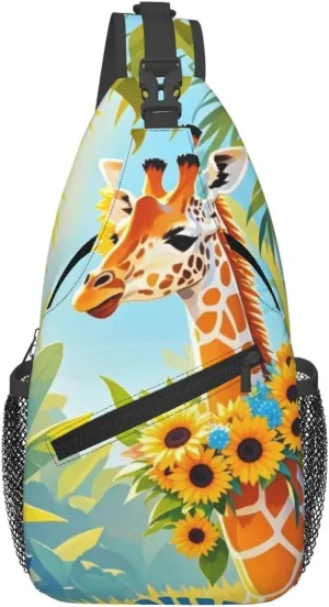 Dreamy Tiger Sunflower Crossbody Bags Cross Chest Bag Adjustable Sling Backpack for Women Men